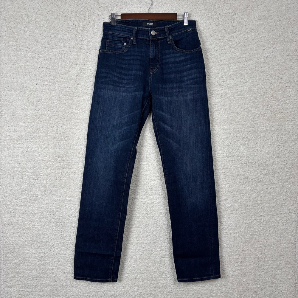 Mavi Jeans Mens 29/32 Blue Zach Straight Leg 5 Pocket Whiskered Stretch Denim